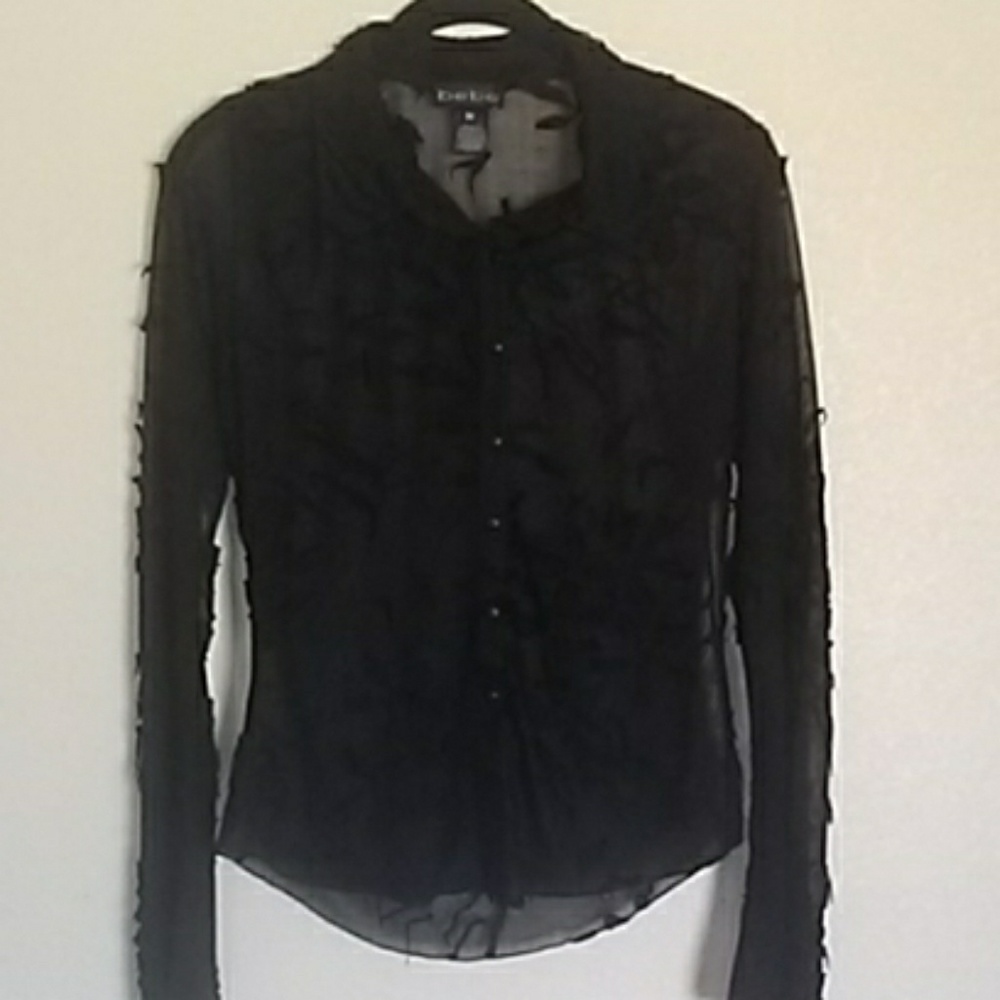 Bebe Black Sheer Blouse
